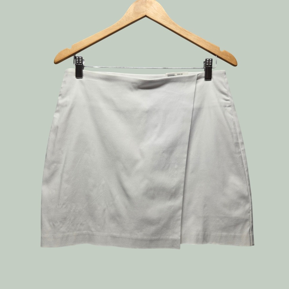 Crown & Ivy White Wrap Front Skort 6 Solid Stretch Mini Casual Preppy TennisCore